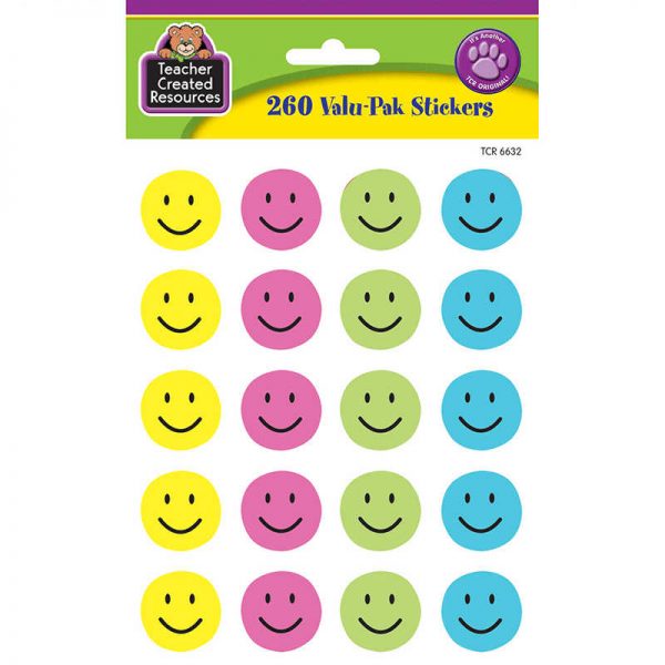 TEACHER CREATED RESOURCES HAPPY FACE VALU-PAK STICKERS TCR6632