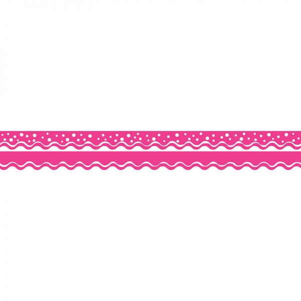 BARKER CREEK HAPPY HOT PINK BORDER DOUBLE-SIDED SCALLOPED EDGE BCPLL996