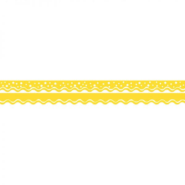 BARKER CREEK HAPPY LEMON YELLOW BORDER DOUBLE SIDED SCALLOPED EDGE BCPLL997