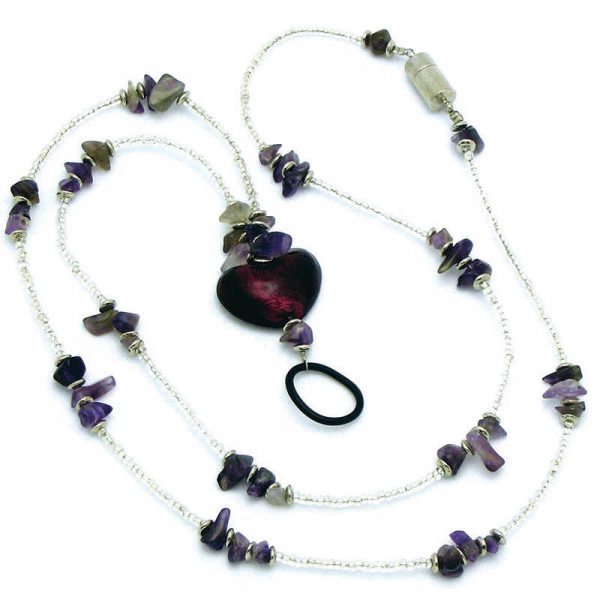 ASHLEY PRODUCTIONS HEART STONES IDENTIFICATION HOLDER & BEADED LANYARD ASH10918