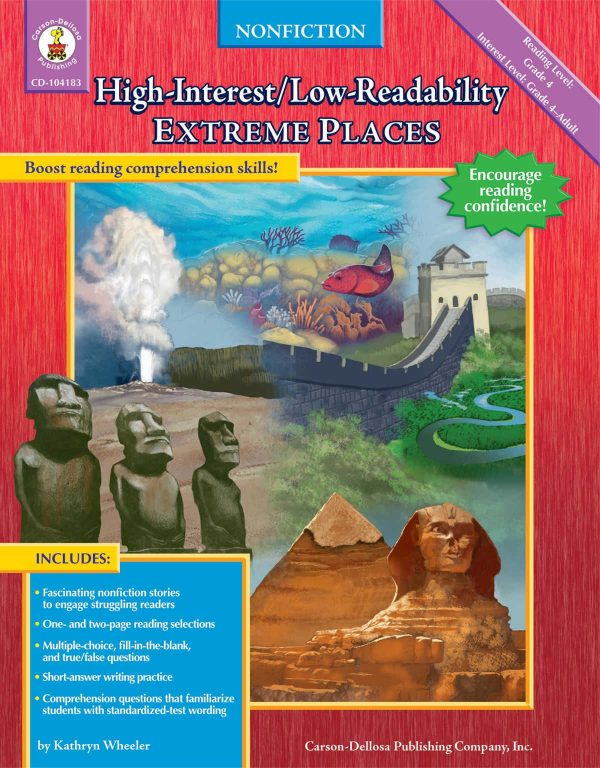 CARSON DELLOSA High-Interest/ Low-Readability Nonfiction: Extreme Places Book (Reading Level: Grade 4/ Interest Grade Level: 4-Adult) CD-104183