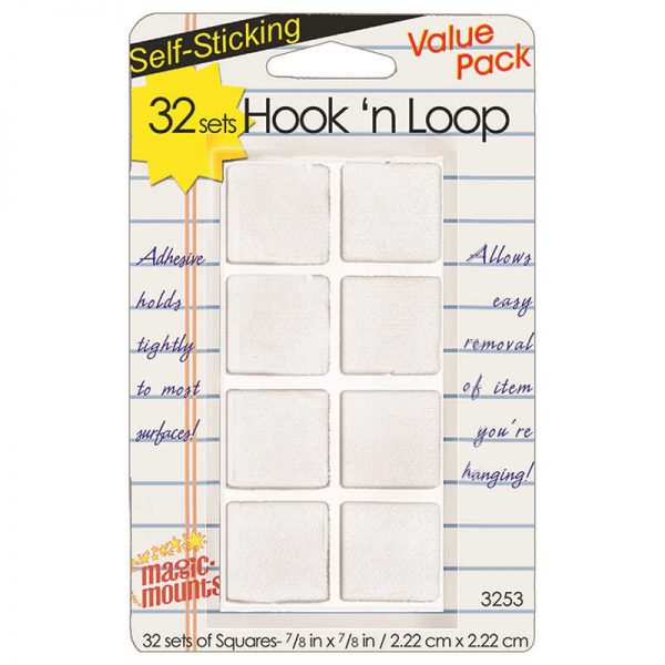MILLER STUDIO HOOK N LOOP 7/8IN SQUARES 32 SETS MIL3253W