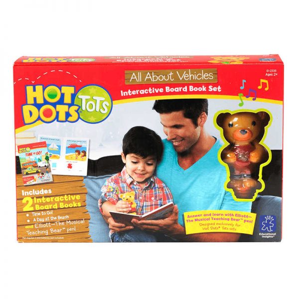 EDUCATIONAL INSIGHTS HOT DOTS TOTS ALL ABOUT VEHICLES INTERACTIVE BOARD BOOK SET W/ PEN EI-2335