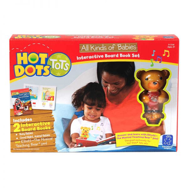 EDUCATIONAL INSIGHTS HOT DOTS TOTS ALL KINDS OF BABIES INTERACTIVE BOARD BOOK SET W/ PEN EI-2336