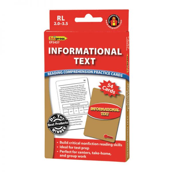 EDUPRESS INFORMATIONAL TEXT RED LVL READING COMPREHENSION PRACTICE CARDS EP-3437