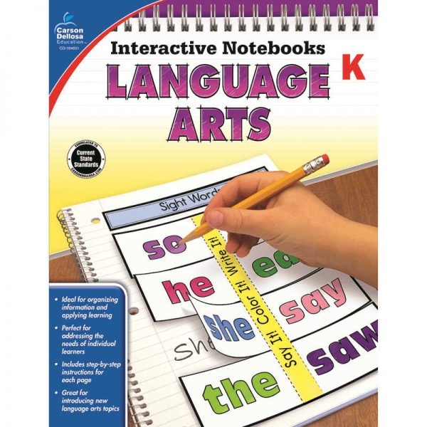 CARSON DELLOSA INTERACTIVE NOTEBOOKS GRADE K LANGUAGE ARTS CD-104651