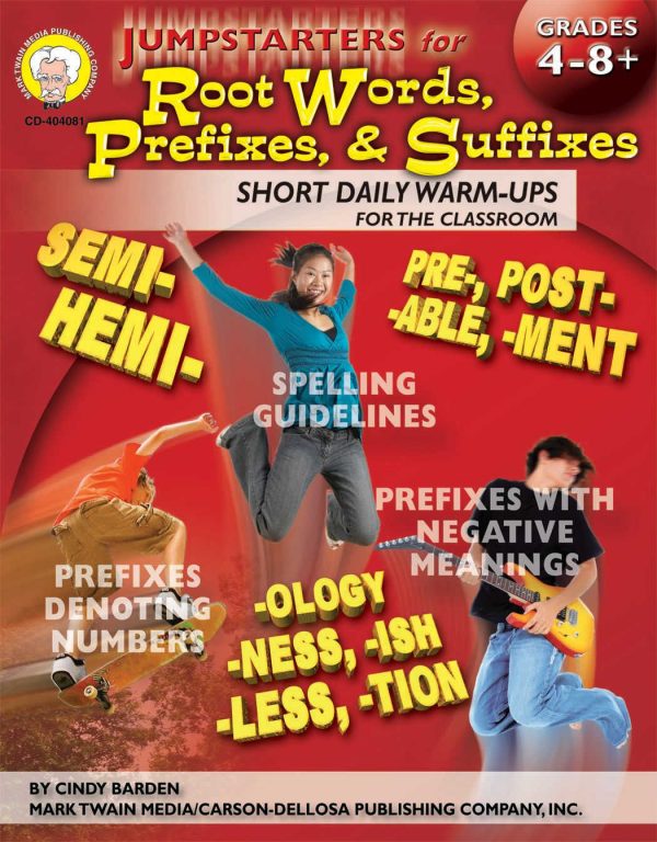 CARSON DELLOSA Jumpstarters for Root Words, Prefixes, & Suffixes (4-8 ) Book CD-404081