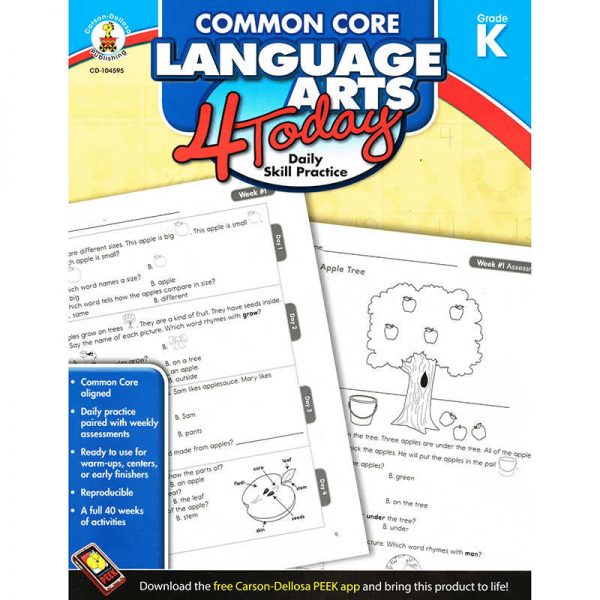 CARSON DELLOSA LANGUAGE ARTS 4 TODAY GRADE K CD-104595