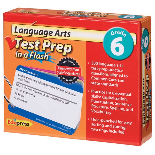 EDUPRESS LANGUAGE ARTS GRADE 6 TEST PREP IN A FLASH EP-3469