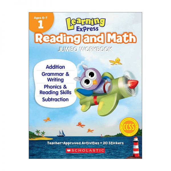 SCHOLASTIC TEACHING RESOURCES LEARNING EXPRESS GRADE 1 READING AND MATH JUMBO WORKBOOK SC-632300