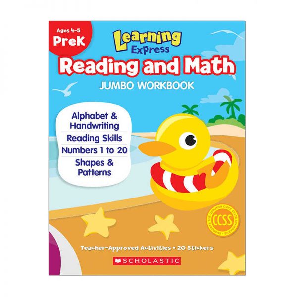 SCHOLASTIC TEACHING RESOURCES LEARNING EXPRESS GRADE PK READING AND MATH JUMBO WORKBOOK SC-632228