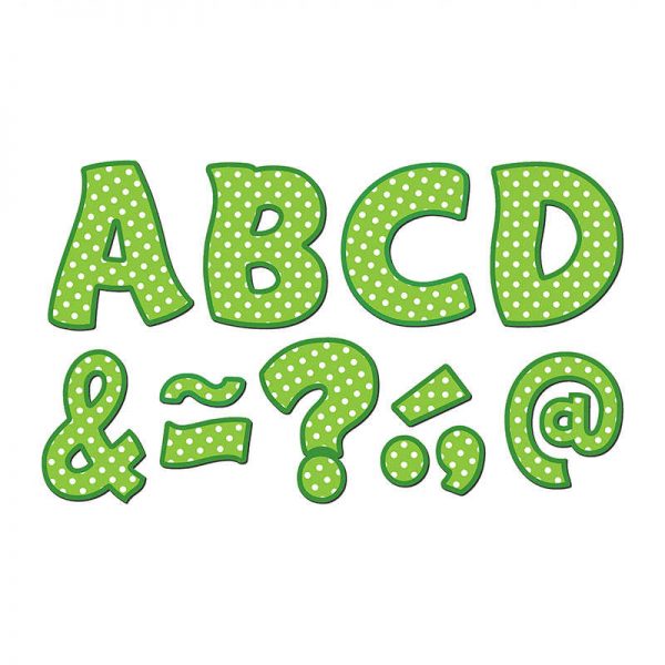 TEACHER CREATED RESOURCES LIME POLKA DOTS FUNTASTIC FONT 3IN MAGNETIC LETTERS TCR77215