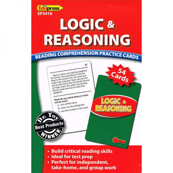 EDUPRESS LOGIC & REASONING READING COMPREHENSION PRACTICE CARDS RED EP-3418