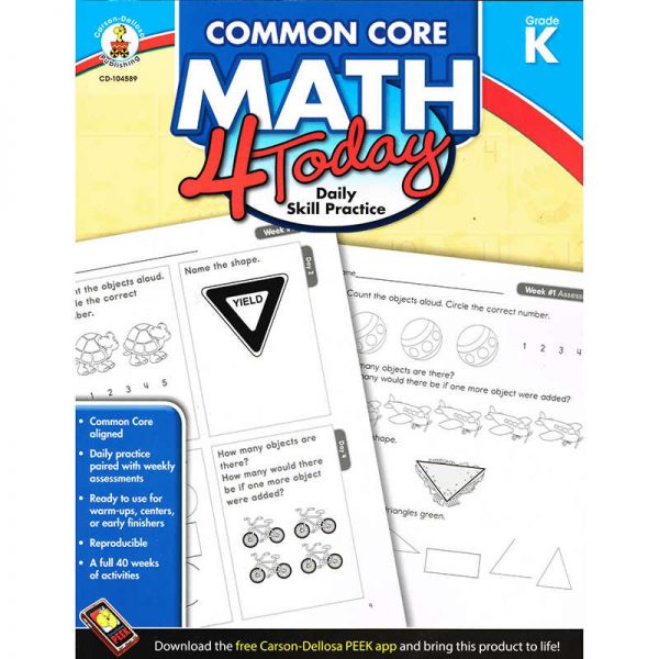 CARSON DELLOSA MATH 4 TODAY GRADE K CD-104589