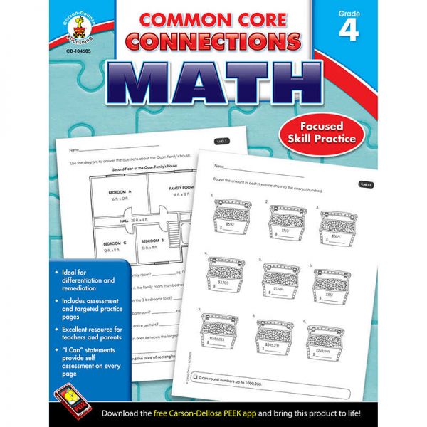 CARSON DELLOSA MATH GRADE 4 COMMON CORE CONNECTIONS CD-104605
