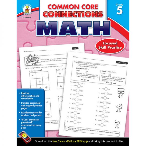 CARSON DELLOSA MATH GRADE 5 COMMON CORE CONNECTIONS CD-104606