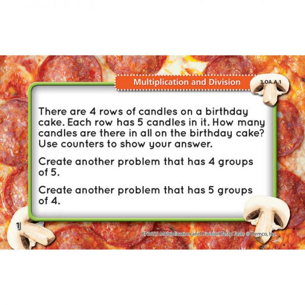 EDUPRESS MATH TASTY TASK CARDS MULTIPLICATION DIVISION EP-3655