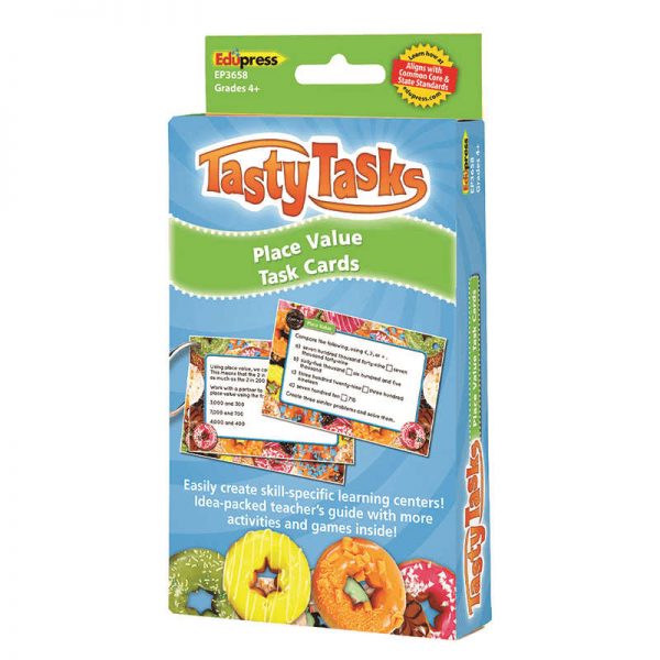EDUPRESS MATH TASTY TASK CARDS PLACE VALUE EP-3658