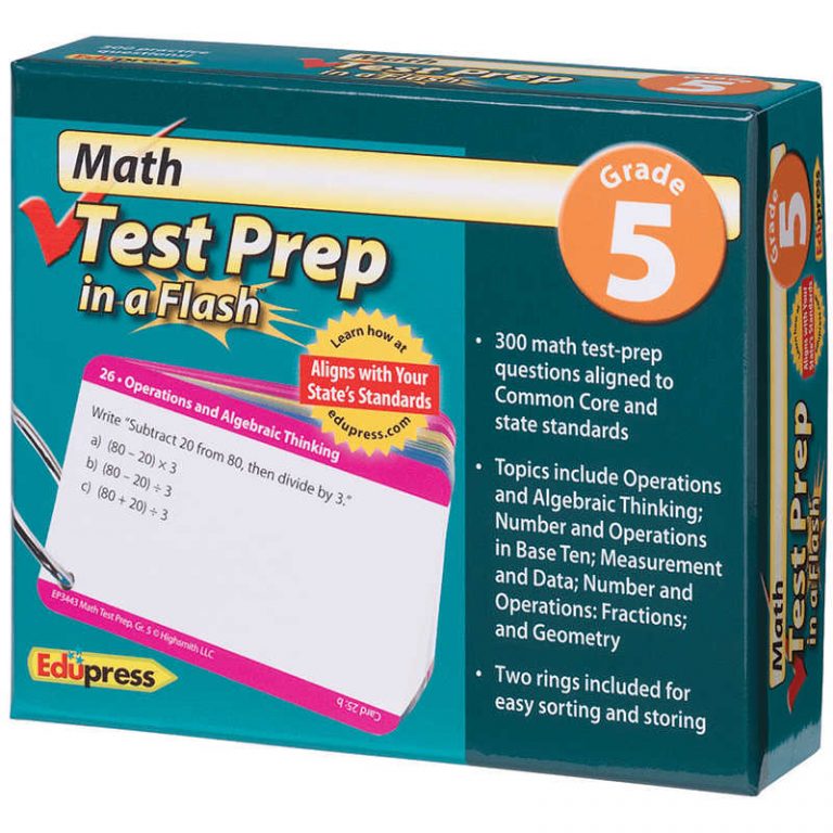 EDUPRESS MATH TEST PREP IN A FLASH GRADE 5 EP-3443 - TeachersParadise