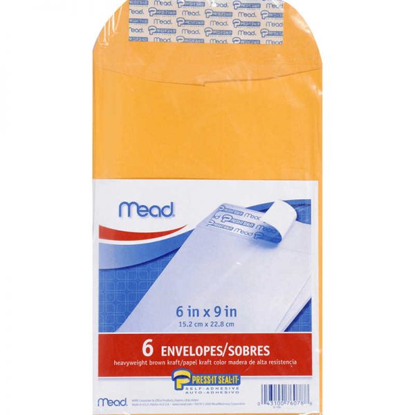 MEAD PRODUCTS LLC MEAD PRESS IT SEAL IT 6CT 6 X 9 ENVELOPES MEA76078