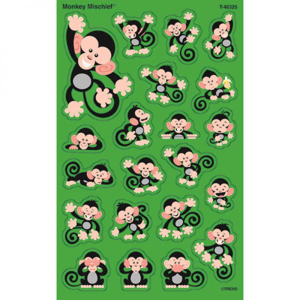 TREND ENTERPRISES INC. MONKEY MISCHIEF SUPERSHAPES STICKERS LARGE T-46325