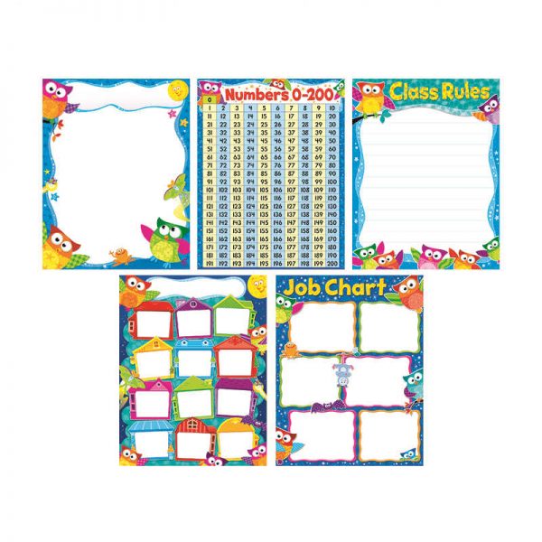TREND ENTERPRISES INC. MORE CLASSROOM BASICS OWL-STARS LEARNING CHARTS COMBO PACK T-38974