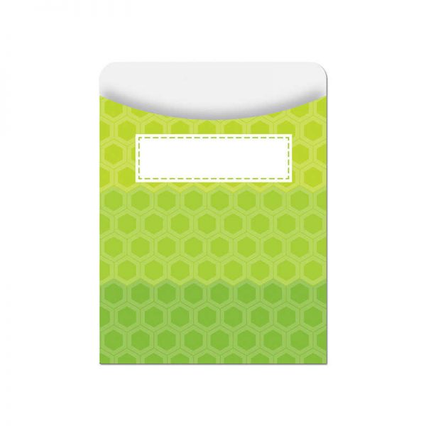 CREATIVE TEACHING PRESS OMBRE LIME GREEN HEXAGONS LIBRARY POCKETS - PAINT CTP6786