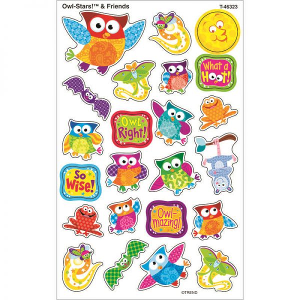 TREND ENTERPRISES INC. OWL STARS & FRIENDS SUPERSHAPES STICKERS LARGE T-46323