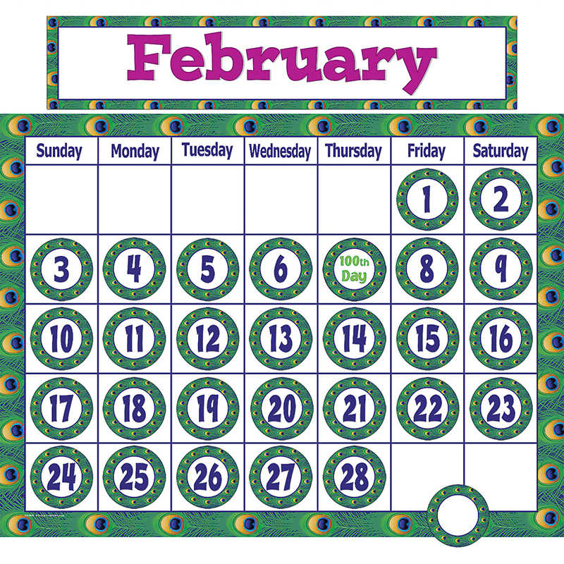 TEACHER CREATED RESOURCES PEACOCK CALENDAR TCR5409 TeachersParadise