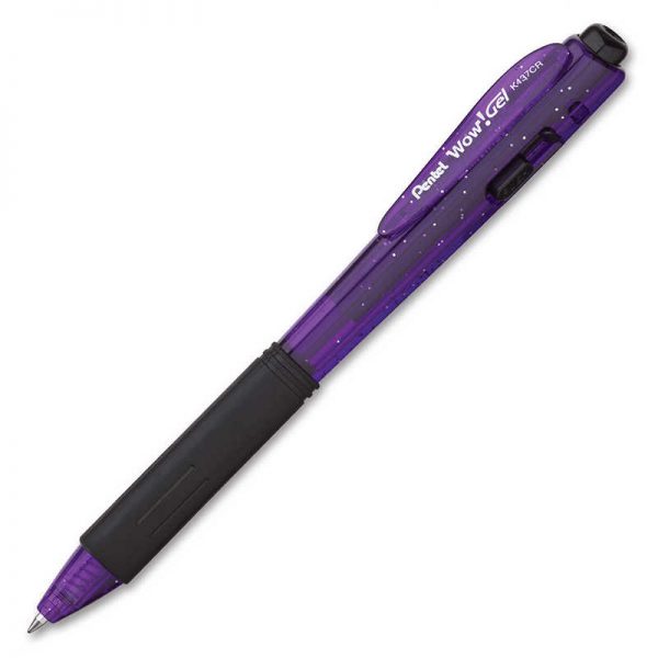 PENTEL OF AMERICA PENTEL WOW VIOLET GEL PEN WITH SPARKLE BARREL PENK437CRV