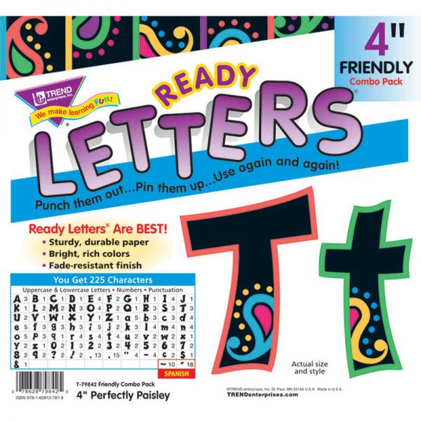 TREND ENTERPRISES INC. PERFECTLY PAISLEY 4IN COMBO PACK UPPERCASE LOWERCASE T-79842