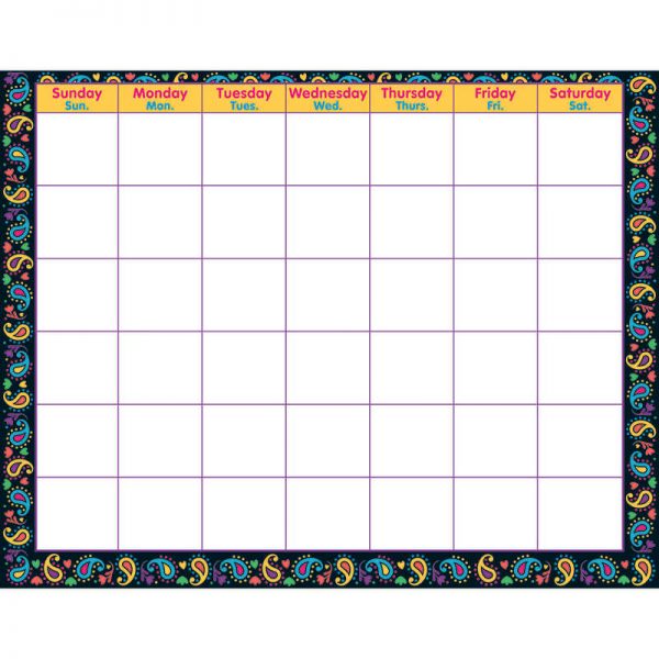 TREND ENTERPRISES INC. PERFECTLY PAISLEY WIPE OFF CALENDAR T-27012