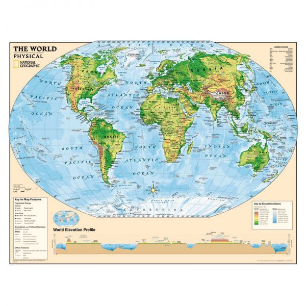 NATIONAL GEOGRAPHIC MAPS PHYSICAL SERIES WORLD MAP NGMRE01020571