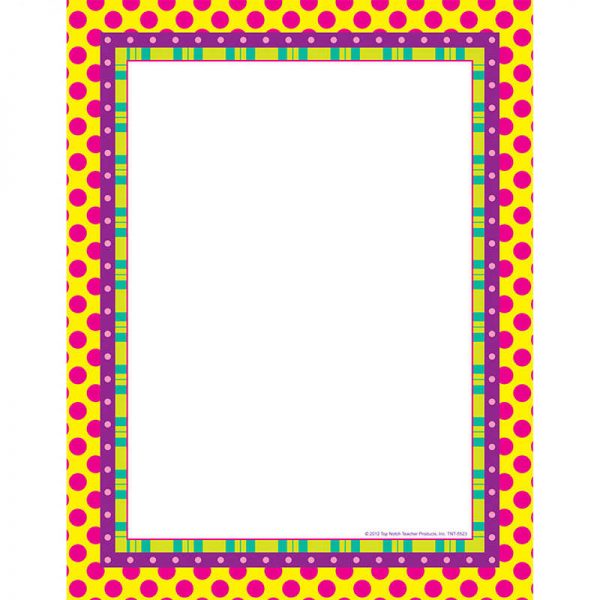 TOP NOTCH TEACHER PRODUCTS PINK DOTS ON STRIPES COMPUTER PAPER TOP5523