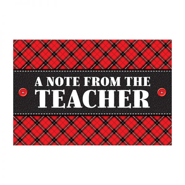 TEACHER CREATED RESOURCES PLAID A NOTE FROM THE TEACHER POSTCARDS TCR5666