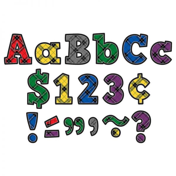 TEACHER CREATED RESOURCES PLAID BOLD BLOCK 4IN LETTERS COMBO PACK TCR5694