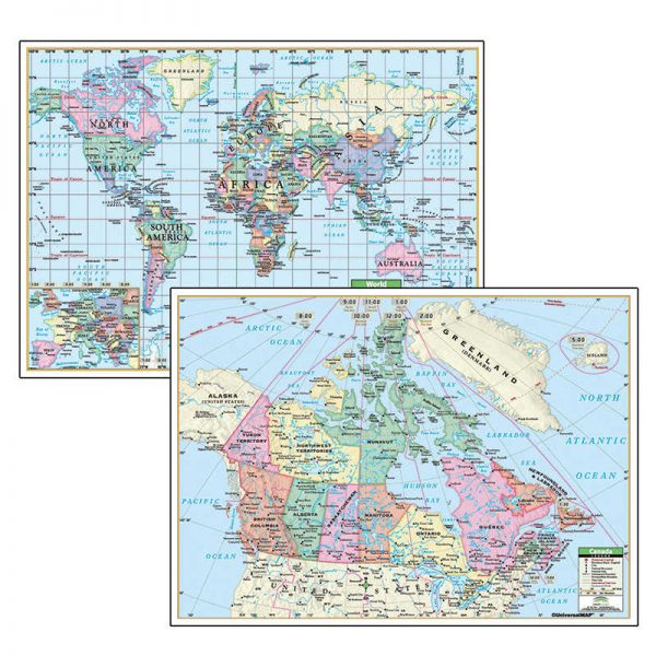 KAPPA MAP GROUP / UNIVERSAL MAPS POLITICAL MAPS CANADA WORLD 5/SET DESKPAD UNI15888