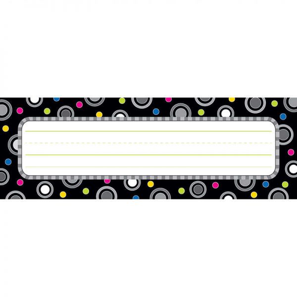 CREATIVE TEACHING PRESS POLKA DOT PARTY BLACK AND WHITE NAME PLATES CTP3888