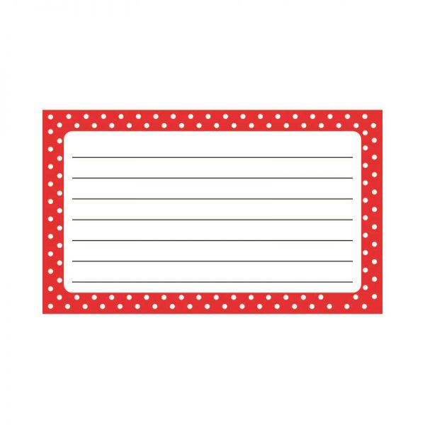 TREND ENTERPRISES INC. POLKA DOTS TERRIFIC INDEX CARDS LINED T-75302