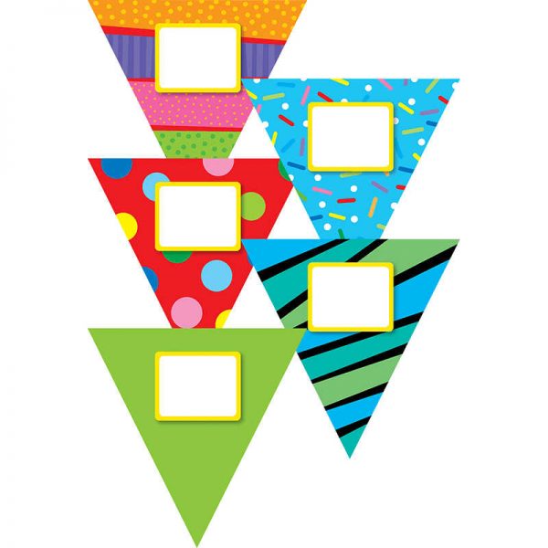CREATIVE TEACHING PRESS POPPIN PATTERNS PENNANTS 10IN DESIGNER CUT OUTS CTP5976