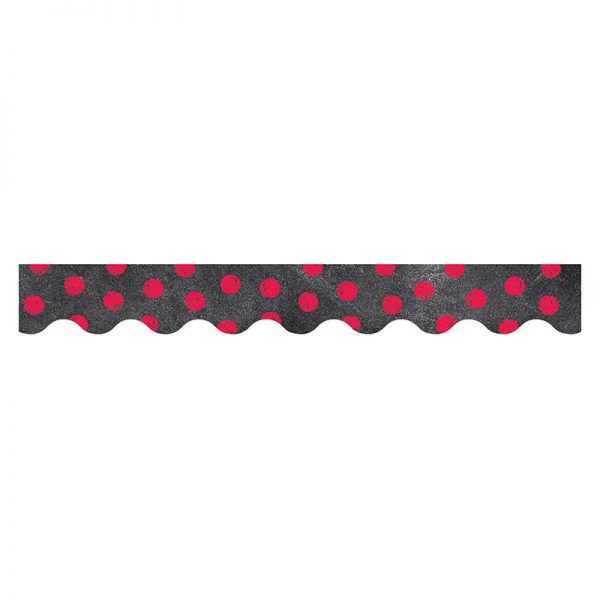 CREATIVE TEACHING PRESS POPPY RED DOTS ON CHALKBOARD BORDER CTP0209