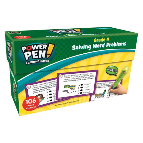 TEACHER CREATED RESOURCES POWER PEN LEARNING CARDS GRADE 4 SOLVING WORD PROBLEMS TCR6999