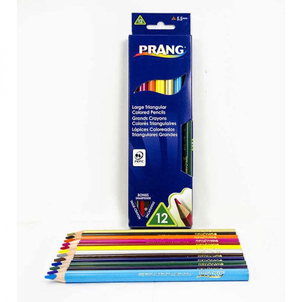 DIXON TICONDEROGA COMPANY PRANG LG TRIANGULAR COLORED PENCILS 12 COLOR SET DIX25120