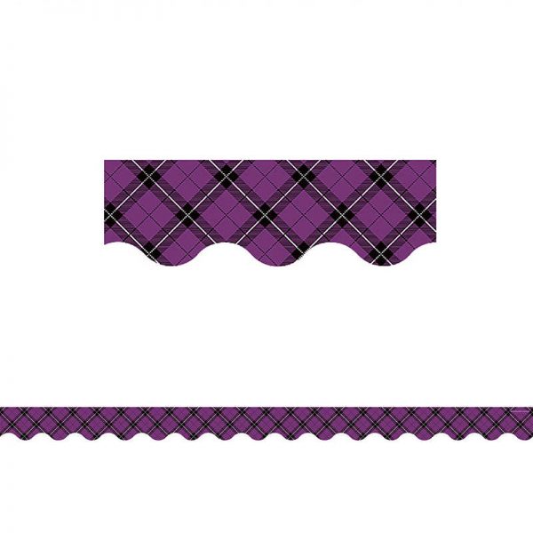 TEACHER CREATED RESOURCES PURPLE PLAID SCALLOPED BORDER TRIM TCR5793