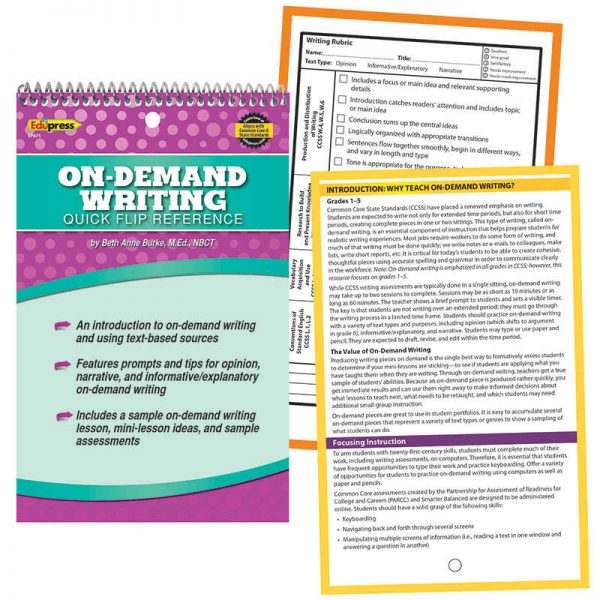 EDUPRESS QUICK FLIP GUIDE TO ON DEMAND WRITING EP-671
