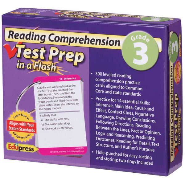EDUPRESS READING COMPREHENSION GRADE 3 TEST PREP IN A FLASH EP-3461