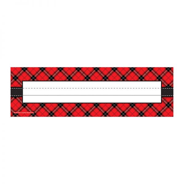 TEACHER CREATED RESOURCES RED PLAID FLAT NAME PLATES TCR5663