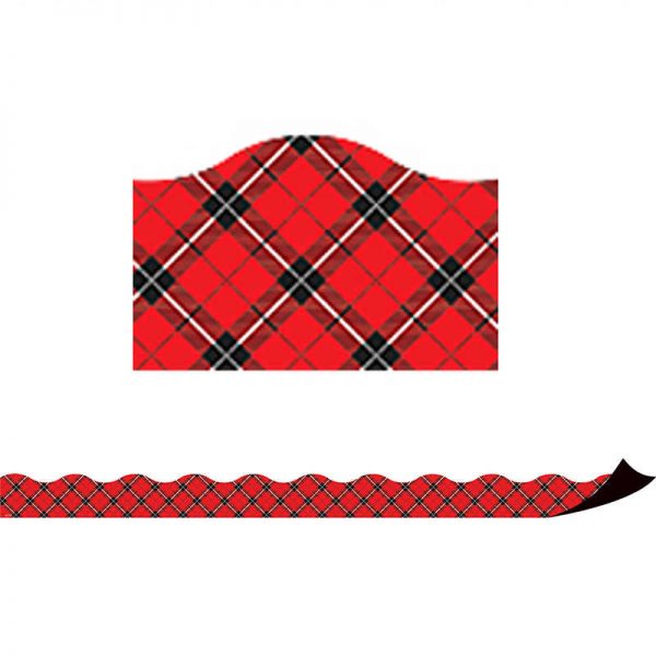 TEACHER CREATED RESOURCES RED PLAID MAGNETIC BORDER TCR77259