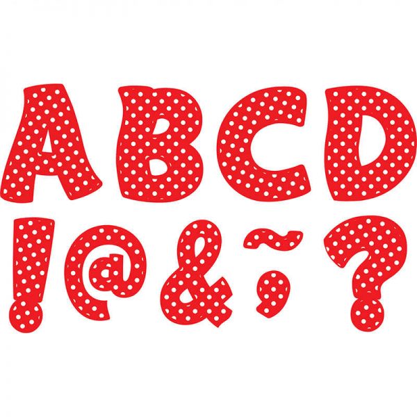 TEACHER CREATED RESOURCES RED POLKA DOTS FUNTASTIC FONT 3IN MAGNETIC LETTERS TCR77267