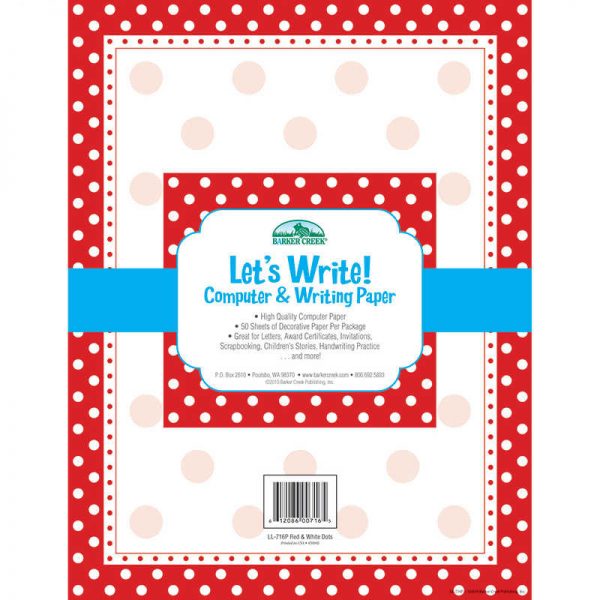 BARKER CREEK RED & WHITE DOT COMPUTER PAPER 50CT BCPLL716P